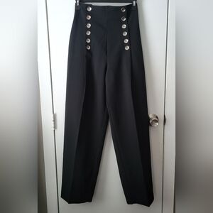 Vintage High Waist Sailor Button Pleated Dress Pants